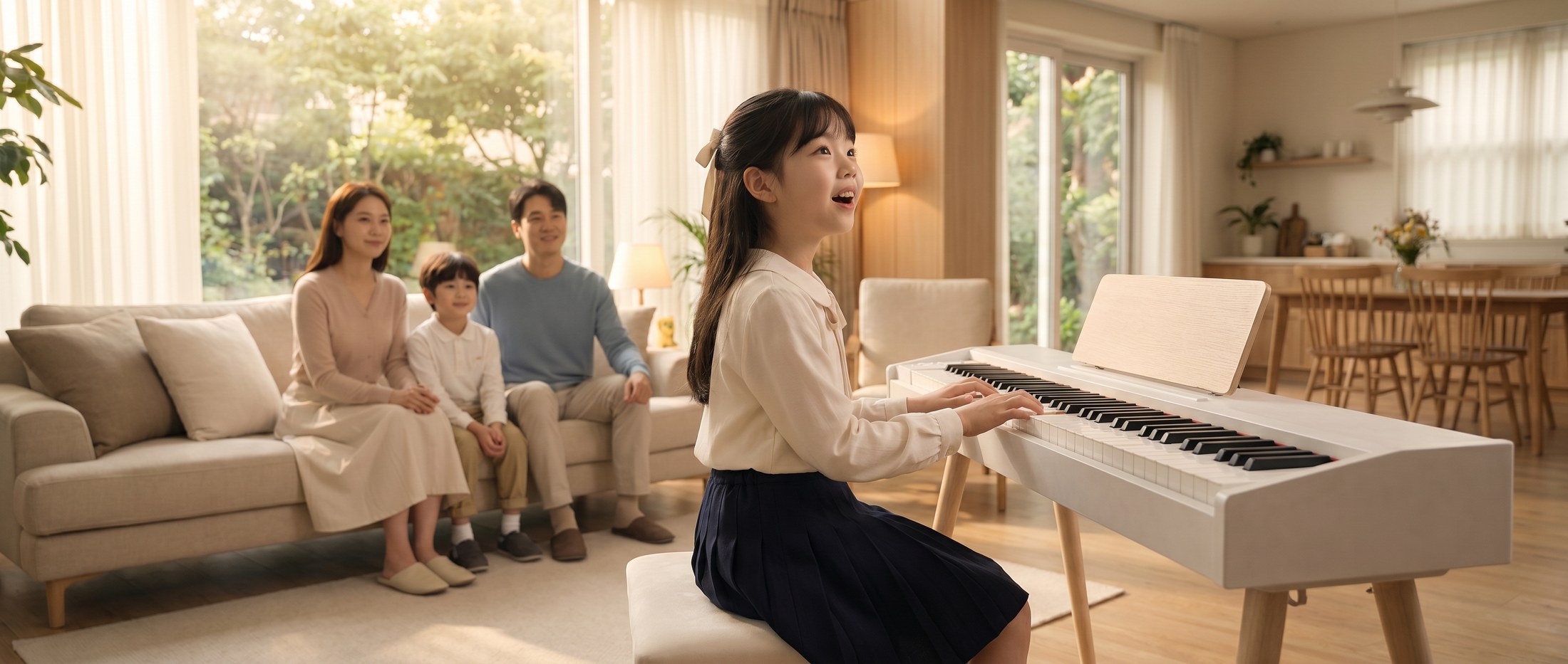 15 女孩弹完抬头